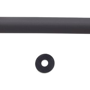 Cord, silicone, black, 8mm round with 2.5mm hole. Sold per pkg of 1 yard.