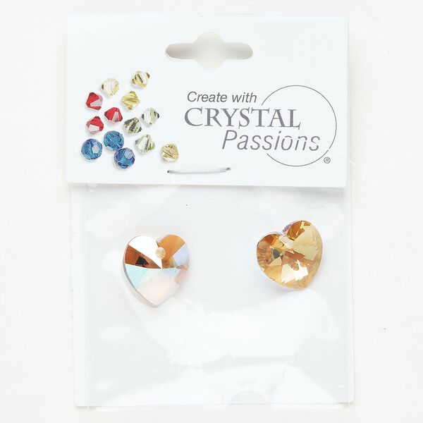 Drop 1pkg2 light Colorado topaz shimmer, Crystal Passions®, 14mm pendant heart 6228 image number 0