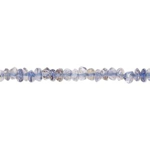 Iolite 1pkg1, hand-cut tumbled faceted saucer / rondelle bead natural 13 inch 3x1mm-5x3mm