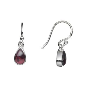 Earring, sterling silver and garnet (natural), 24x6mm overall. Sold per pair.