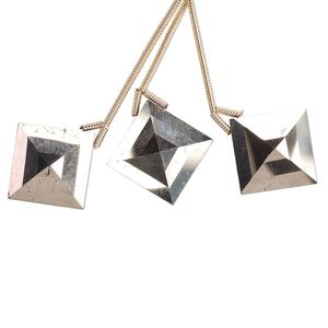 Pyrite 1pkg3, hand-cut top-drilled faceted diamond bead natural 18mm