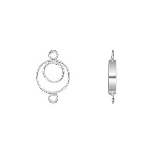 Link, sterling silver, 10mm double ring. Sold per pkg of 2.