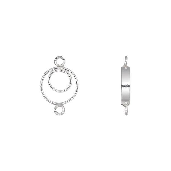 Link, sterling silver, 10mm double ring. Sold per pkg of 2. image number 0