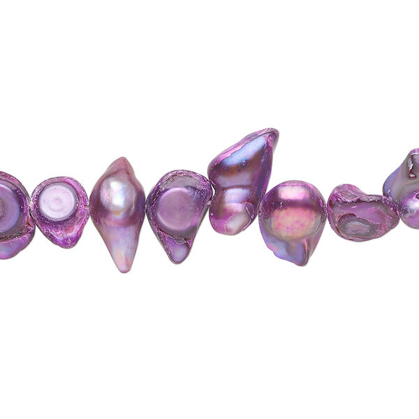 Pearl 1pkg1 freshwater, top-drilled baroque, 15 inch bright purple 7x5mm-20x10mm cultured image number 0