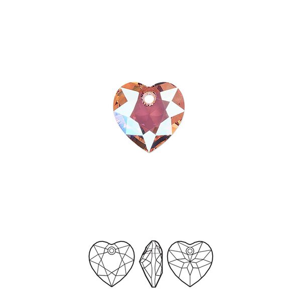 Drop 48pk light rose shimmer, Swarovski® 10.5mm pendant heart cut 6432 image number 0