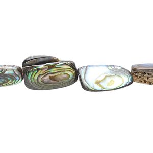 Bead, paua shell (natural), 13x8mm-16x10mm rectangle, Mohs hardness 3-1/2. Sold per 15-1/2" to 16" strand.