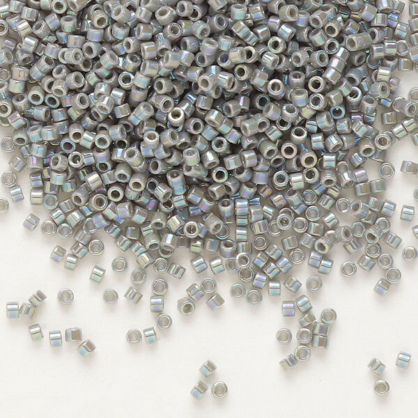Seed bead, Delica®, glass, pkg/7.5g, #11 round, opaque rainbow grey (DB-0168). image number 0