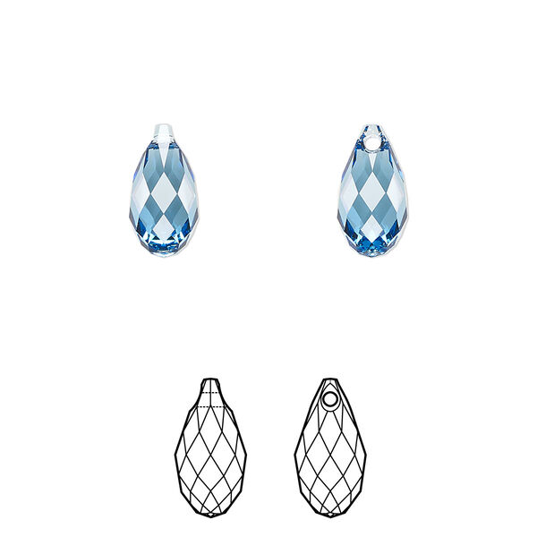 Briolette 2pk cool blue, Crystal Passions® Regenerated 11x5.5mm pendant drop 6010 image number 0