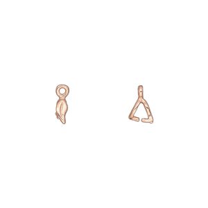 Bail, JBB Findings, ice-pick, copper-plated brass, 8x2.5mm with leaf, 3mm grip length. Sold per pkg of 10.
