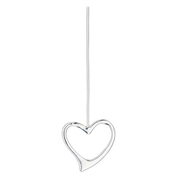 Head pin 1pkg2 silver-plated brass, 2 inches with 22x20mm open heart, 18 gauge. image number 0