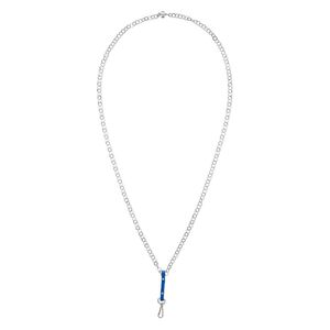 Necklace, One of a Kind Jewelry, leather / silver-finished stainless steel / pewter, 24 inches. Only one available.