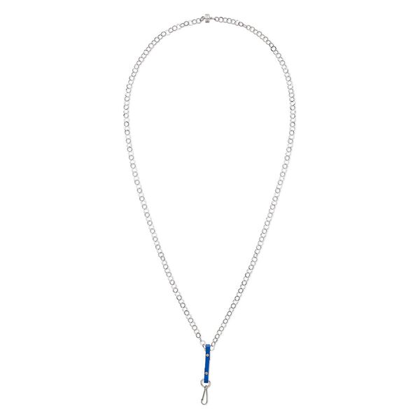 Necklace, One of a Kind Jewelry, leather / silver-finished stainless steel / pewter, 24 inches. Only one available. image number 0