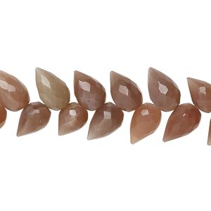 Coffee moonstone 1pkg40, hand-cut herringbone-drilled faceted briolette bead natural 10x7mm