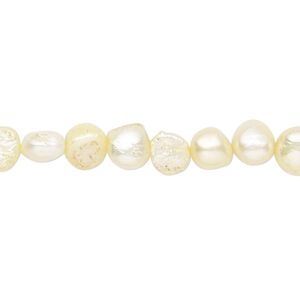 Pearl, cultured freshwater (dyed), daffodil, 5-6mm flat-sided potato with 0.4-0.6mm hole, D grade, Mohs hardness 2-1/2 to 4. Sold per 15-inch strand.