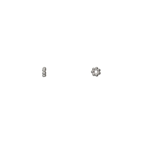 Bead, stainless steel, 3x1mm beaded rondelle. Sold per pkg of 12. image number 0