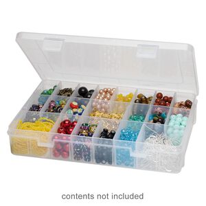 Organizer, plastic, clear, 7-3/4 x 1-1/2 x 5-1/2 inch rectangle with 24 adjustable compartments. Sold individually.