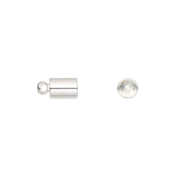 Cord end, glue-in, silver-finish brass, 7x5mm, approximately 4.4mm inside diameter. Sold per pkg of 10. image number 0