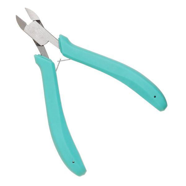 Pliers, side-cutter, alloyed steel and thermoplastic rubber, ergonomic handle, teal, 5 inches. Sold individually. image number 0