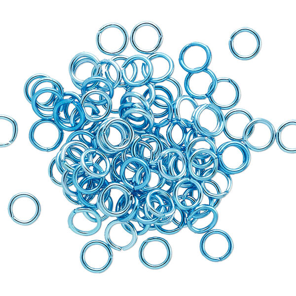 Jump ring, anodized aluminum, light blue, 5mm round, 3.4mm inside diameter, 20 gauge. Sold per pkg of 100. image number 0