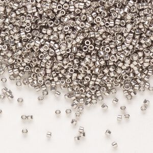 Seed bead, Delica®, glass, pkg/50g, #11 round, opaque galvanized pewter (DB-0436).