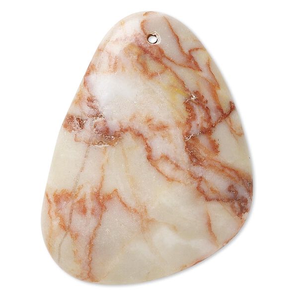 Focal, redline marble (coated), 41x33mm-45x36mm puffed freeform with flat back, B- grade, Mohs hardness 3. Sold individually. image number 0