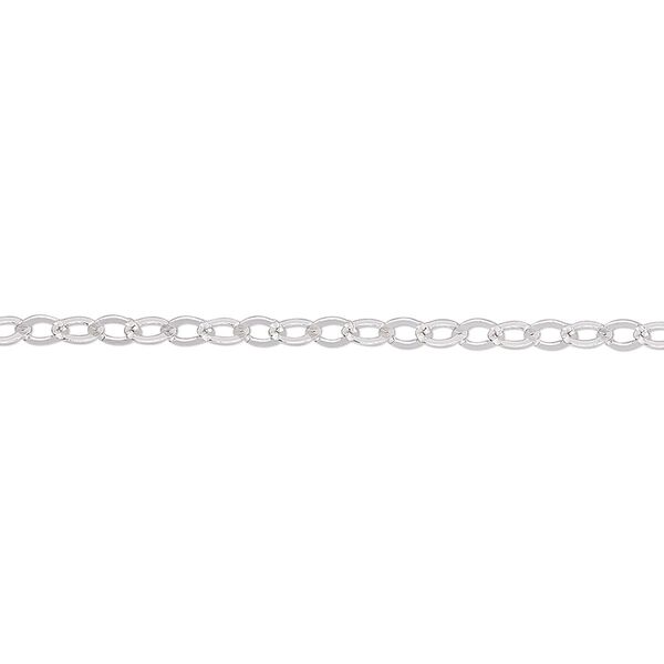 Chain, sterling silver, 2.5mm flat oval cable. Sold per 25-foot spool. image number 0