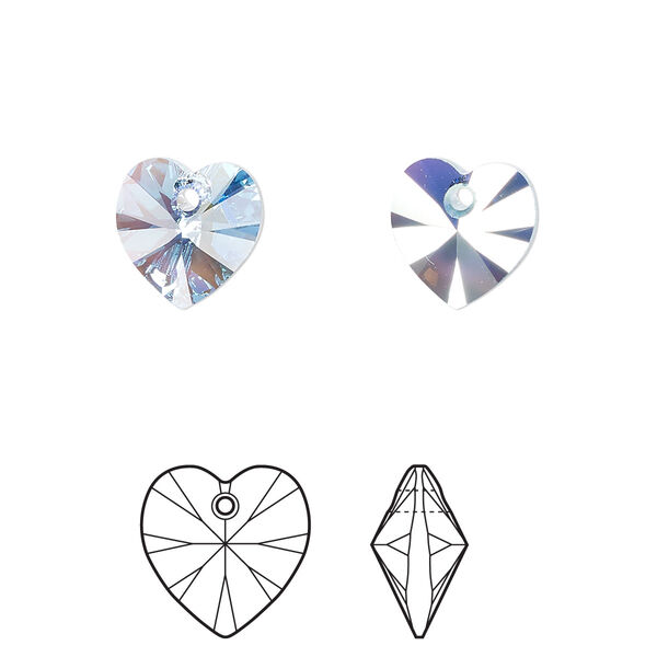 Drop 4pk aquamarine AB, Crystal Passions® 10mm pendant heart 6228 image number 0