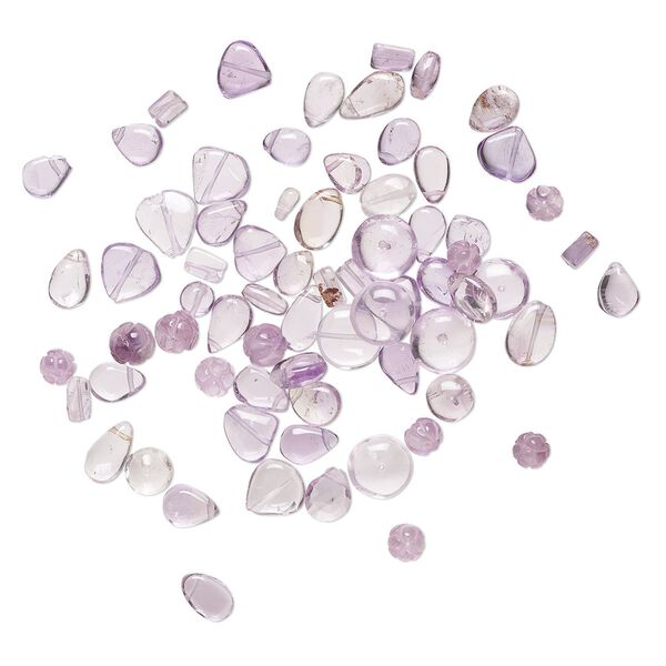 Amethyst 1pkg1, hand-cut top-drilled / center-drilled mixed shapes bead natural 1 oz mix 6x3mm-11x7mm image number 0