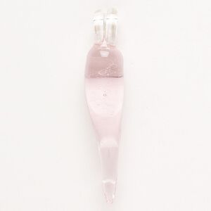 Focal, lampworked glass, pkg/1, transparent clear and pink, 52x13mm-58x17mm chili pepper.