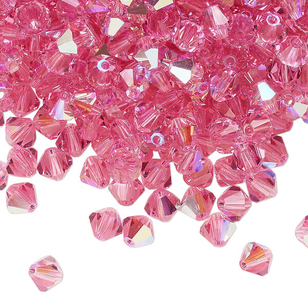 Bead 144pk rose glitter, Preciosa Czech crystal 5mm bicone image number 0