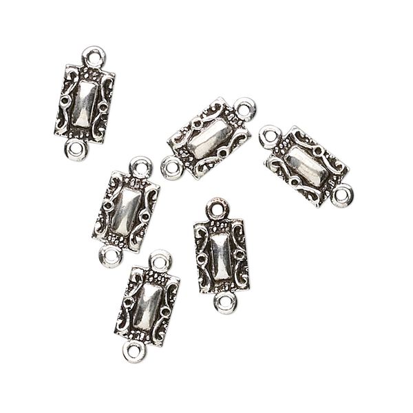 Link, antiqued sterling silver, 8x5mm rectangle. Sold per pkg of 6. image number 0