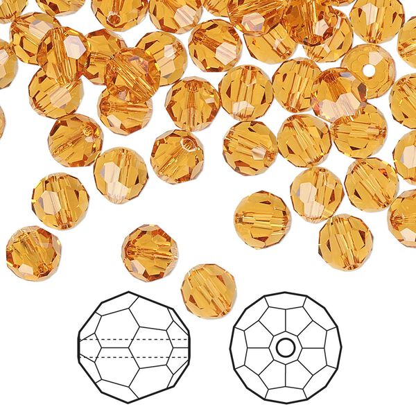 Bead 360pk topaz, Swarovski® 6mm round 5000 image number 0