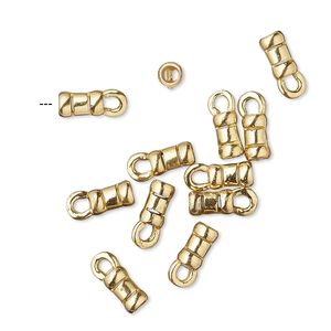 Crimp end, JBB Findings, brass, 6x3.5mm tube with loop, 2mm inside diameter. Sold per pkg of 10.
