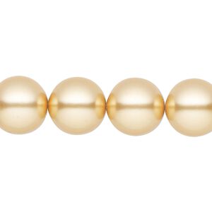 Pearl 10pk gold, Preciosa Czech crystal 12mm round