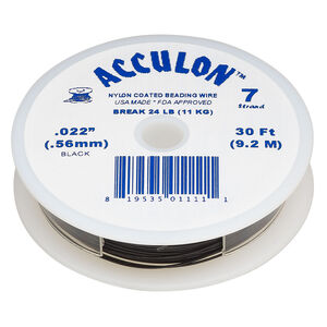Beading wire, Acculon®, nylon-coated stainless steel, black, 7 strand, 0.022-inch diameter. Sold per 30-foot spool.