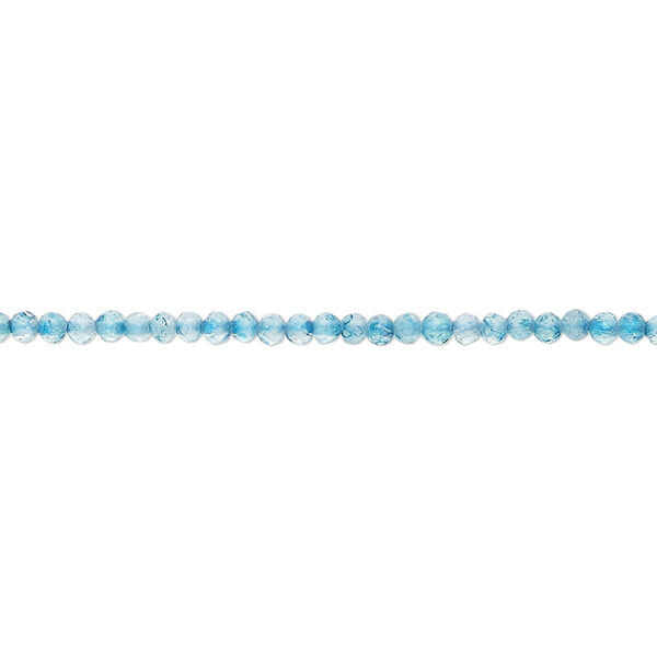 Bead, blue topaz (natural), 1.7-2.2mm faceted round, B grade, Mohs hardness 8. Sold per 15-1/2 inch strand, approximately 195 beads. image number 0