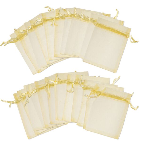 Pouch, chiffon, gold, 3-1/2x3 inches. Sold per pkg of 24. image number 0