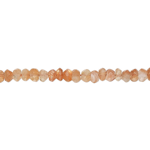 Sunstone 1pkg1, hand-cut faceted rondelle bead natural C+ grade, 13 inch 3x2mm-4x3mm image number 0