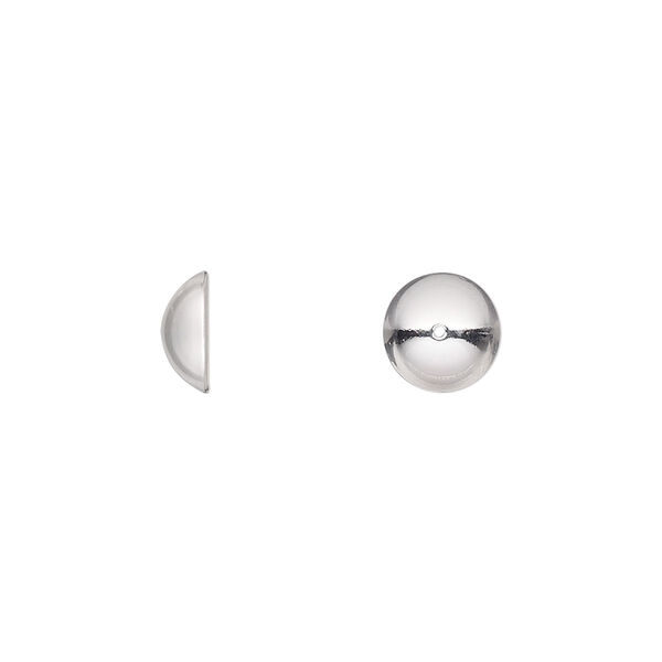 Bead cap, sterling silver, 8x3mm round, fits 8-10mm bead. Sold per pkg of 4. image number 0