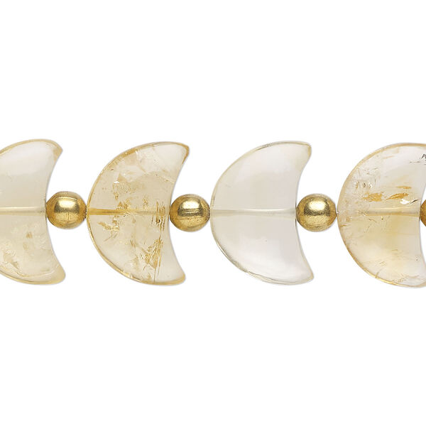 Bead, citrine (heated), 15x10mm hand-cut half-moon, C grade, Mohs hardness 7. Sold per pkg of 16. image number 0