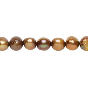 Freshwater pearl 1pkg1, flat-sided potato, 15 inch copper peacock 6-7mm cultured