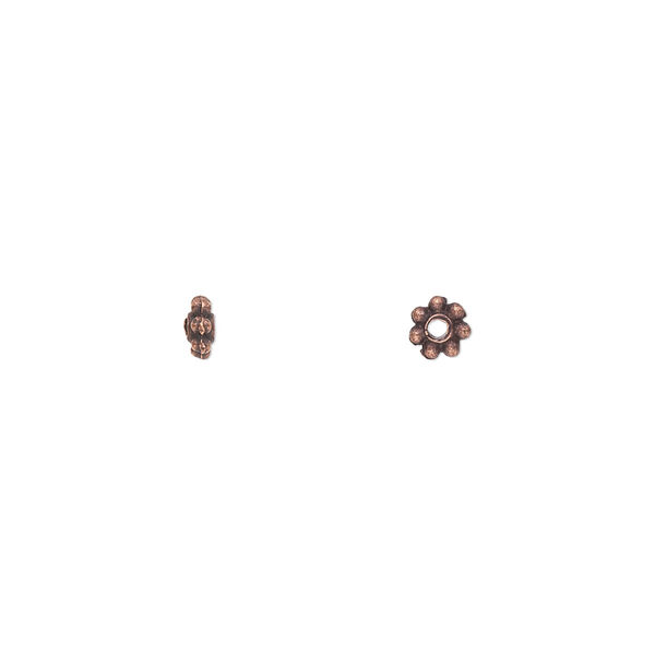 Bead, antique copper-plated "pewter" (zinc-based alloy), 4x2mm double-sided rondelle. Sold per pkg of 250. image number 0