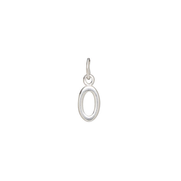 Charm, sterling silver, 9x5mm Champagne cursive alphabet letter "O." Sold individually. image number 0