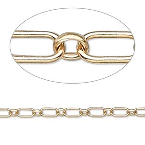 Chain 1pkg1 14Kt gold-filled long & short, 3mm oval, 5 foot unfinished