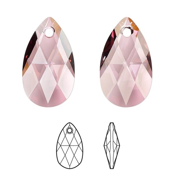 Drop 96pk crystal antique pink, Swarovski® 22x13mm pendant pear 6106 image number 0