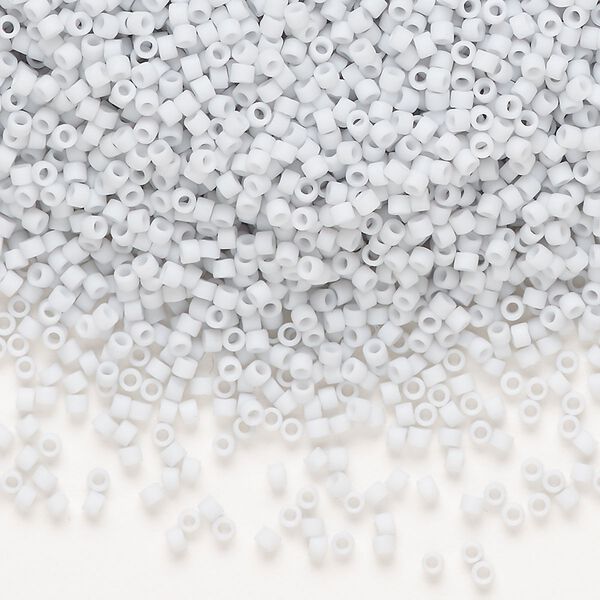 Seed bead, Delica®, glass, pkg/250g, #11 round, opaque matte glazed luster pale blue grey (DB-0357-1). image number 0