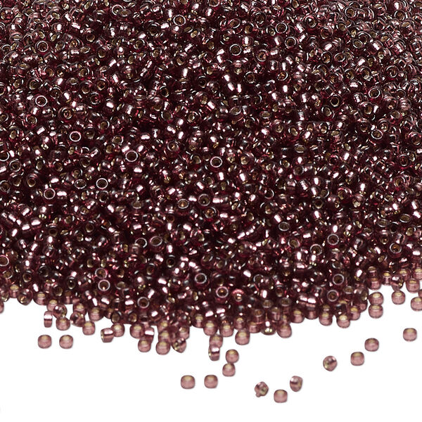 Seed bead, Miyuki, glass, pkg/250g, #15 rocaille, Duracoat® transparent silver-lined raisin, (RR-4280). image number 0