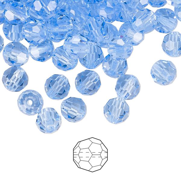 Bead 288pk light sapphire, Preciosa Czech crystal 6mm round image number 0