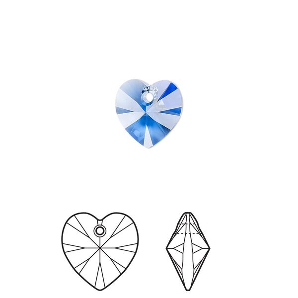 Drop 4pk sapphire, Crystal Passions® 10mm pendant heart 6228 image number 0