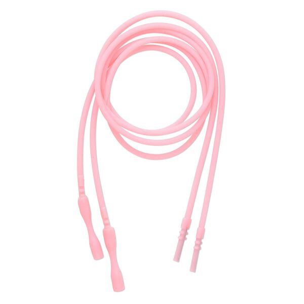 Necklace cord, silicone, opaque pink, 2.2-2.5mm wide, 18 inches with snap closure. Sold per pkg of 4. image number 0